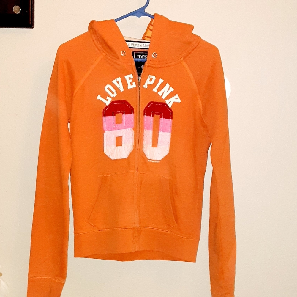 Orange "Pink" zip up hoodie